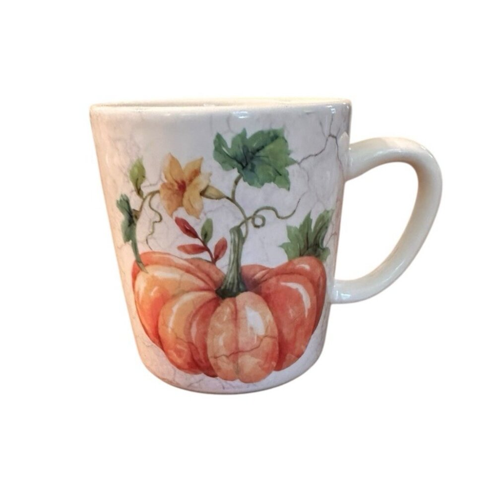 World‎ Market Pumpkin Coffee Mug Ceramic Harvest Autumn Fall Leaves Tea Cup